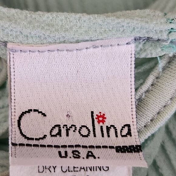 Vintage Carolina maxi dress green floral Embellished keyhole cutout bell Large - Picture 7 of 9